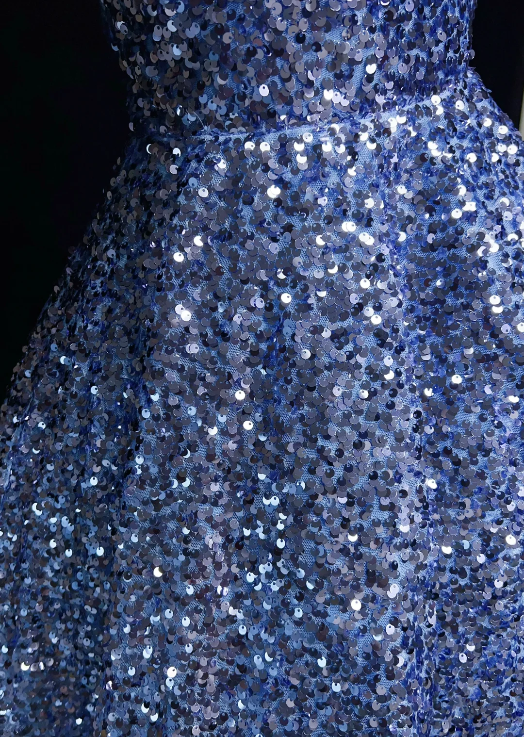 Blue suspender sequined backless waist A-line puffy princess dress homecoming dress R4955