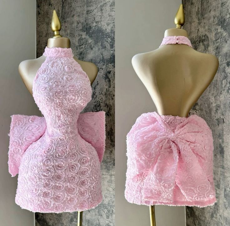 Cute Pink Rose Backless Party Dress Homecoming Dress S7082