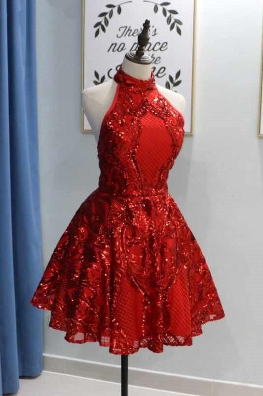 Red Dress Short Hoco Dress Sexy Party Homecoming Dresses S1397