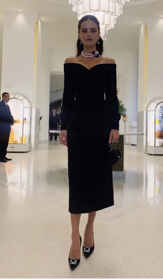 Off Shoulder Black Prom Dress, Formal Dress S5392