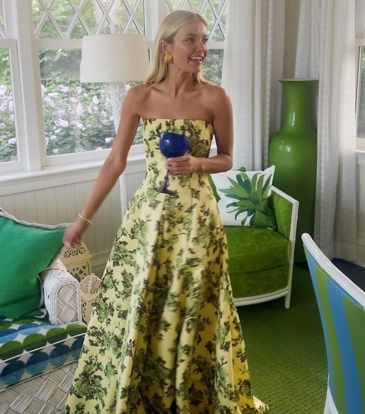 A Line Strapless Floral Print Long Prom Dress Evening Formal Dress S7089