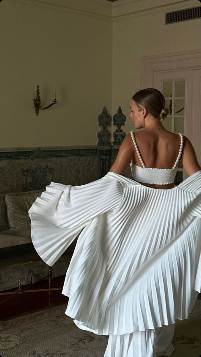 White Pleat Long Evening Dress Sleeveless Sexy Formal Dress S7036