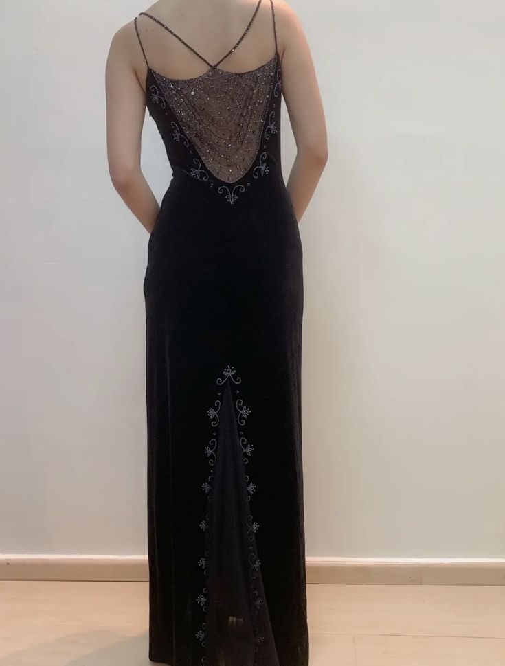 Beautiful Spaghetti Straps Velvet Birthday Party Dresses Long Prom Dresses S7051