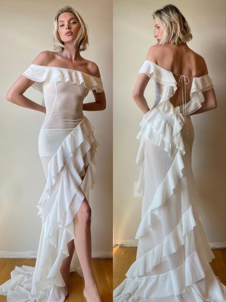 Off shoulder irregular dress for women elegant sexy evening ruffle party dress S7073