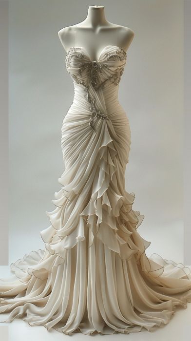 Mermaid Wedding Dress Vintage Long Evening Dress S7119