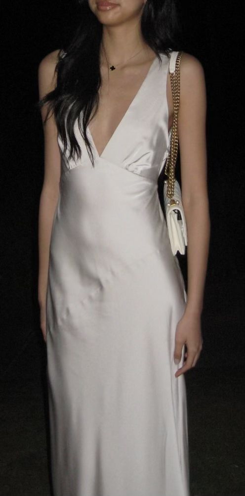 White v neck sexy long evening dress formal dress party prom dress S6985