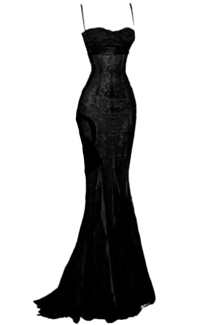 Elegant Mermaid Spaghetti Straps Black Lace Long Prom Dress S7204
