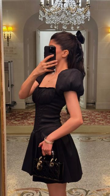 Vintage Black Puffy Sleeves Homecoming Dress,Black Birthday Party Dress S5365