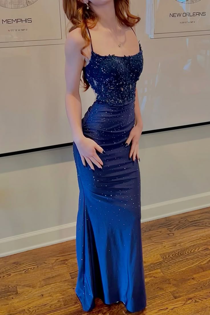 Navy Blue long prom dress, formal evening dress S7141