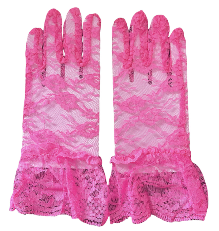 Children's elastic retro black lace lace mesh gloves white bride hollow thin sunscreen S6254