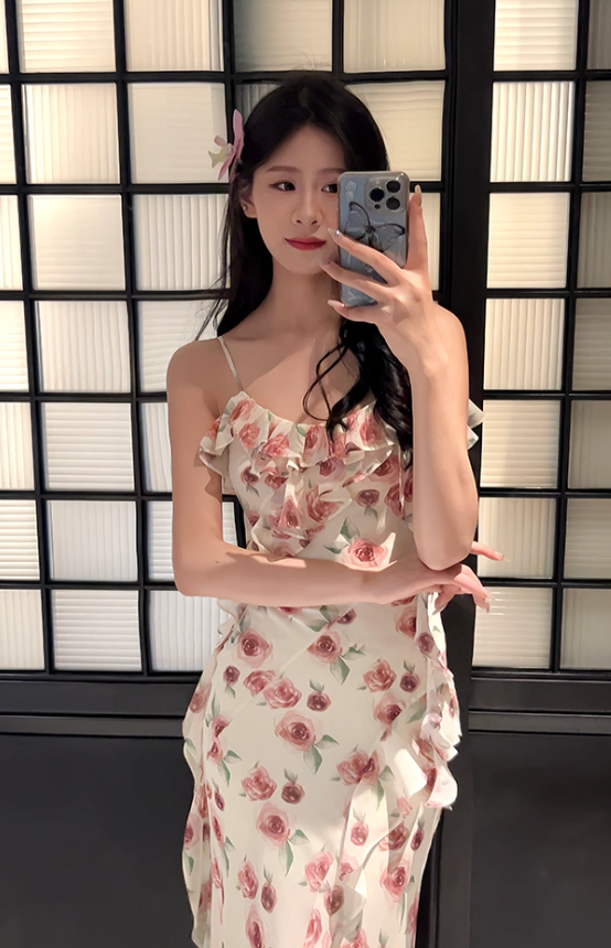 Floral suspender mermaid new dress party dress S6147