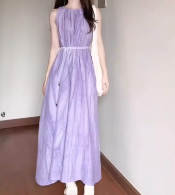 Sleeveless dress 2025 new style super beautiful niche design high-end long skirt R0720