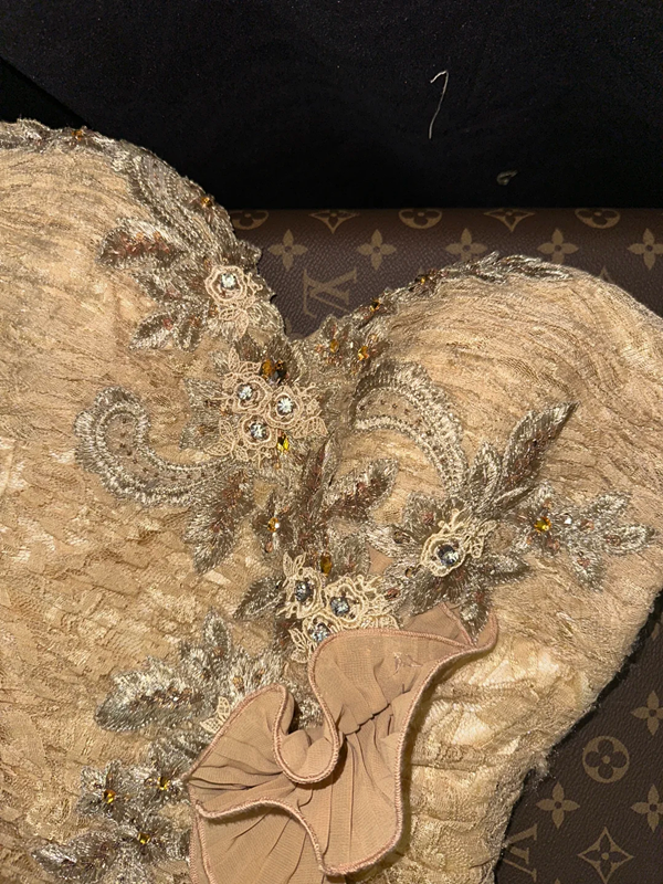 Yellow strapless fitted waist sexy short ball gown R6873