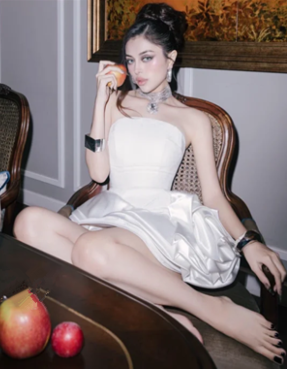 White satin tube top waist slim design temperament short skirt homecoming dress R4656