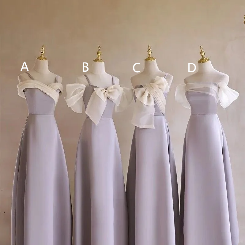 Light purple slim waist elegant ball gown, bridesmaid dress R5997