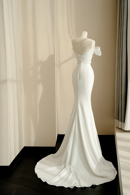 White collar bow tie waist slim fit hip elegant long skirt, prom dress R5684