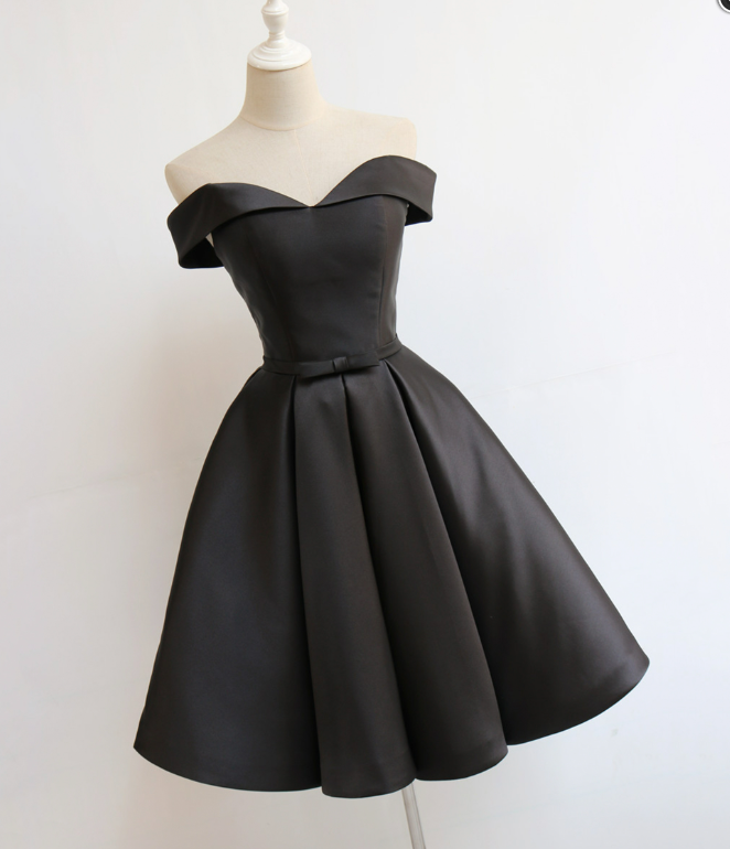 Charming Black Homecoming Dress ,Satin Silky Corset Short Prom Dress RS1676