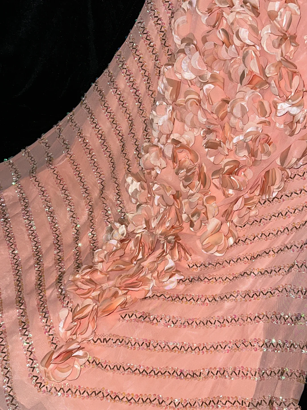 Pink strapless floral fitted mermaid long ball gown R6999