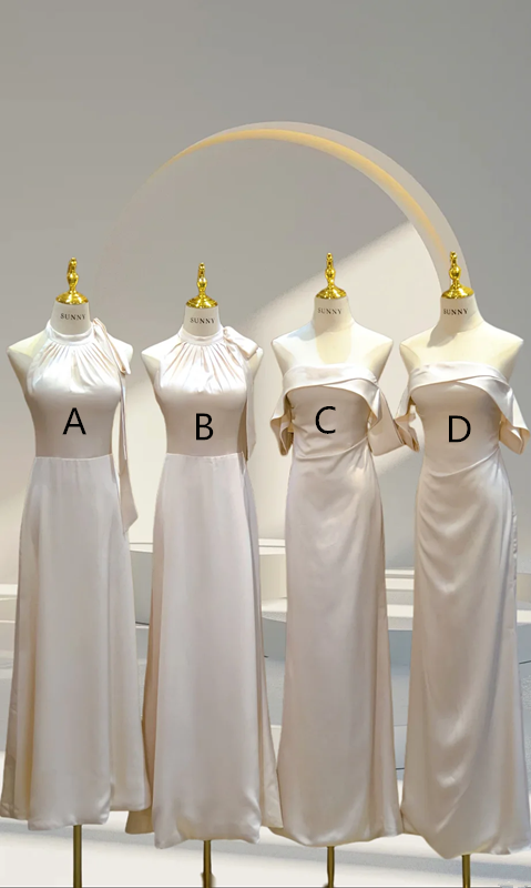 Apricot satin waist-cinched, slim-fit ball gown, bridesmaid dress R5961