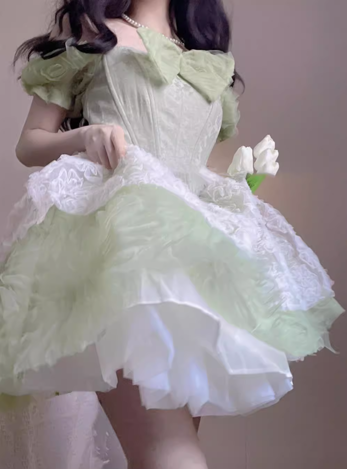 Tea break French first love sweet forest style princess dress small dress R1661