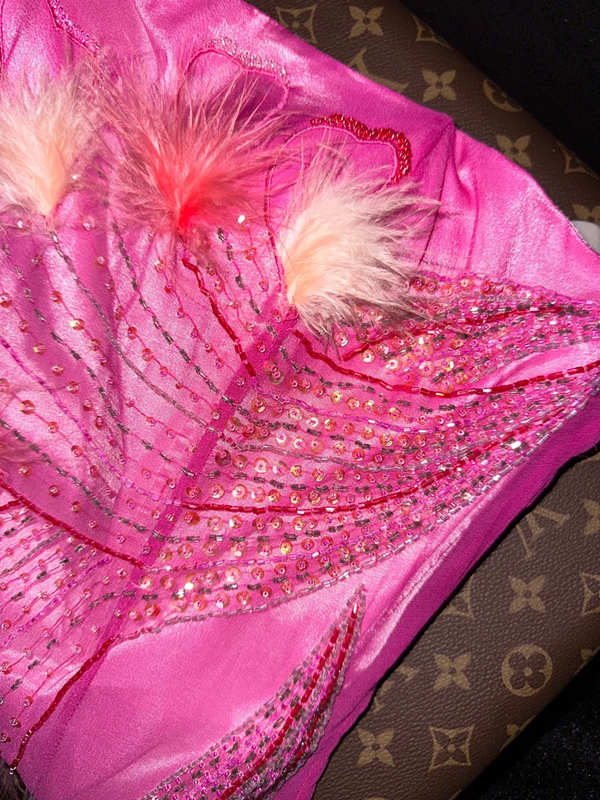 Pink gradient strapless fitted long ball gown R6879