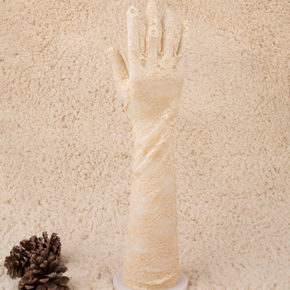 Lace long etiquette gloves wedding bride hands summer sun protection driving long gloves S6212
