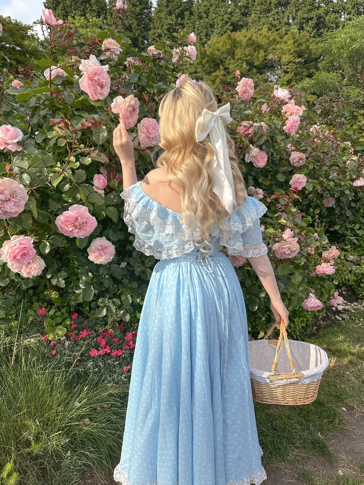 Gentle Lace Trim Polka Dots Prom Gown Blue Women's Corset Maxi Birthday Dress — Fall Outfit 2026 New RS3108
