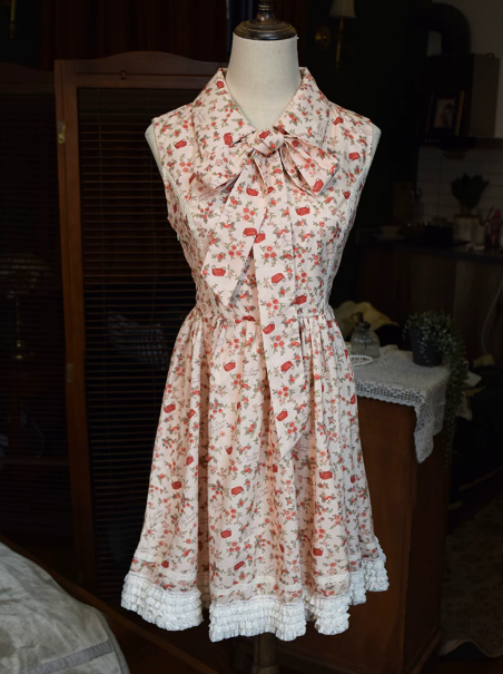 French Retro Floral A-line High Cllar Corset Mini Birthday Dress Homecoming Dress RS492