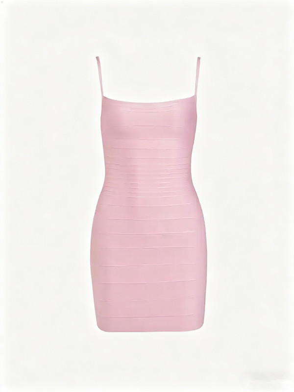 Light Pink Spaghetti Strap Bandage Bodycon Dress R9139
