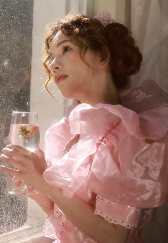 Pink floor-length ball gown with a cinched waist and slim fit, exuding elegance; bridal gown R7280