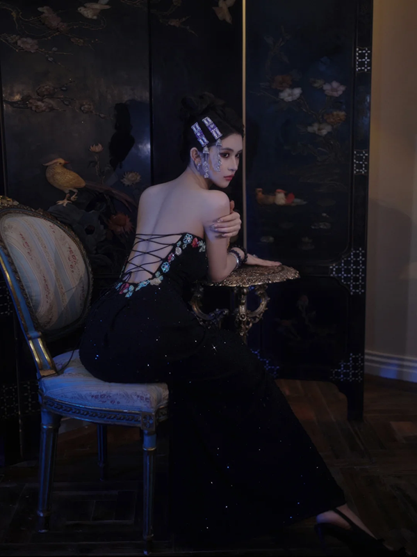 Black Strapless Ruched-Waist Bodycon Mermaid Prom Dress R7087