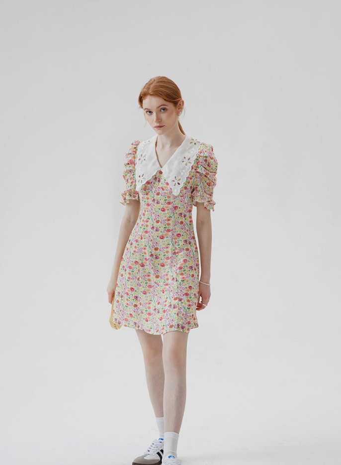 French skirt doll collar mini skirt floral skirt sweet short dress female new style R3559