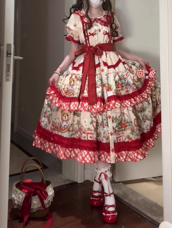 Strawberry Fields OP Elegant Cute Daily Lolita Dress Lo Skirt Princess Skirt R1677