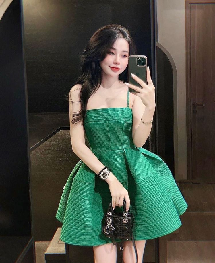 Green halter waist elegant princess dress homecoming dress R3601