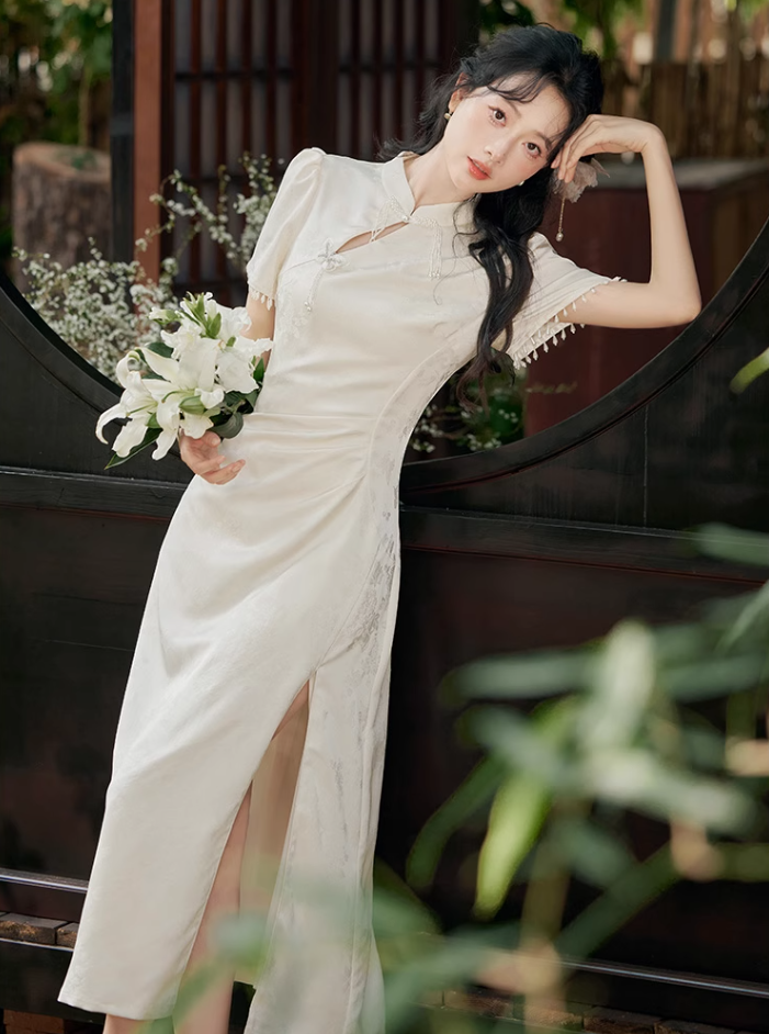 New Chinese style waist temperament dress new cheongsam bridesmaid skirt R2405