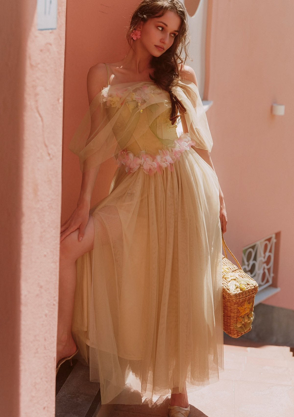 Hazy Tulle Applique Prom Gown Pastel Yellow Women's Maxi Birthday Dress Evening Dress RS2999