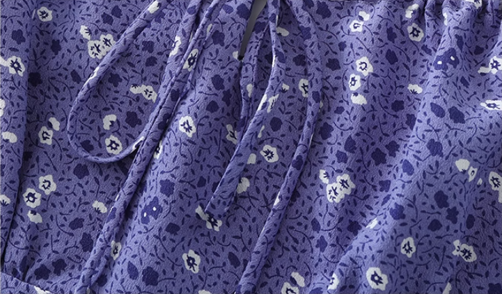 French long purple 2025 summer new temperament sling floral dress R2644