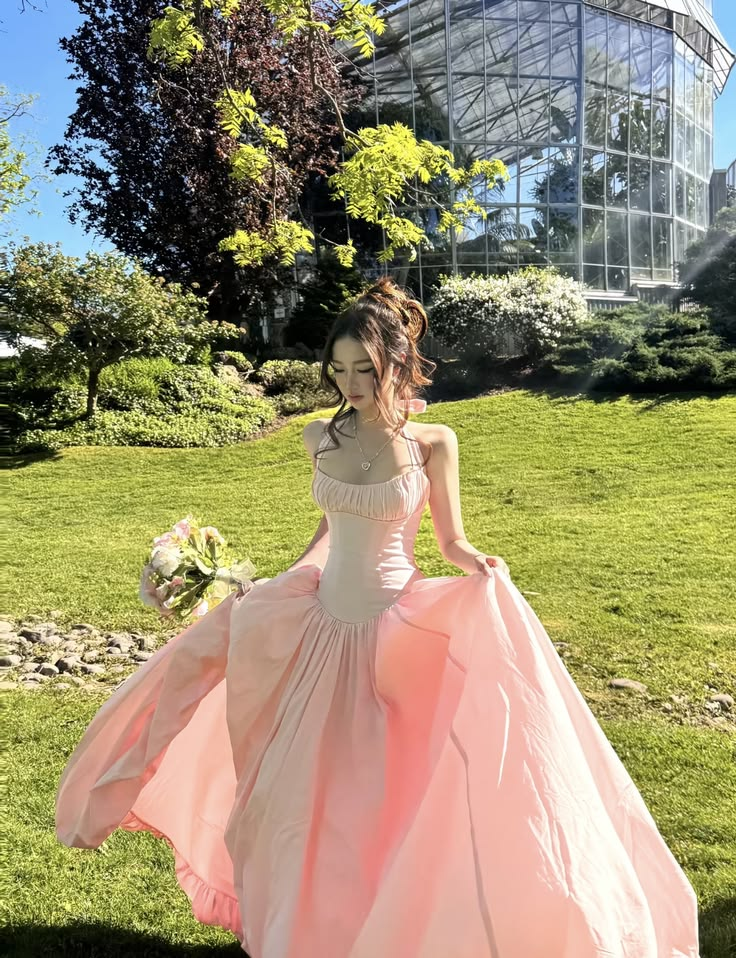 Flowy Chiffon Halter Prom Gown Pink Women's Corset Maxi Birthday Dress Casual Dress RS3006