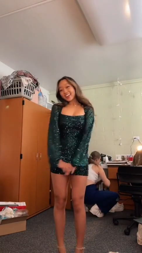 Dark green sequined square neckline waist slim A-line short skirt homecoming dress R5613