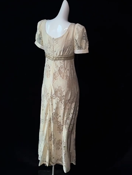 Elegant Ivory Empire Waist Floal A-Line Square Corset Maxi Evening Dress Prom Dress RS559