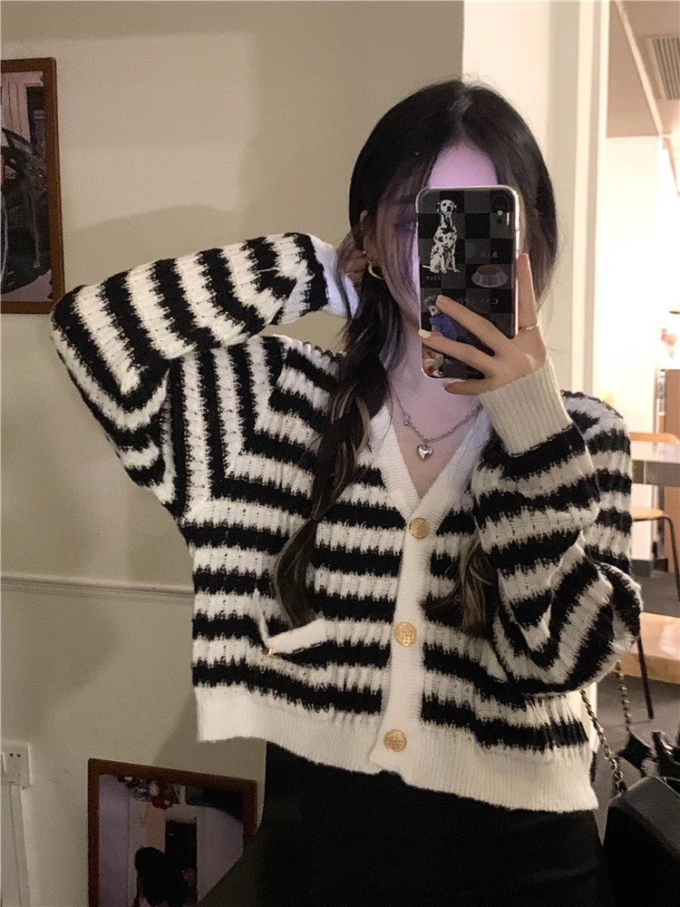 Design chic sweater knitted cardigan women's top S3409