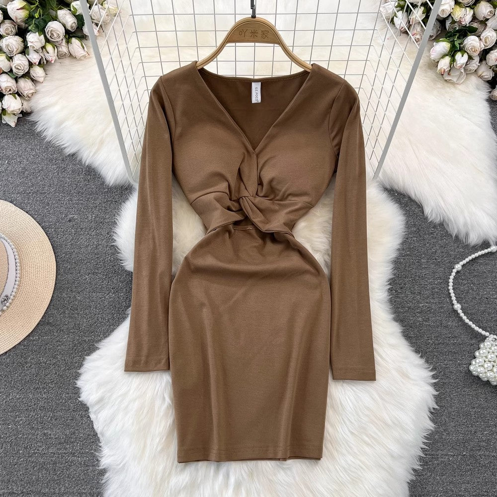 V-neck short dress S3945