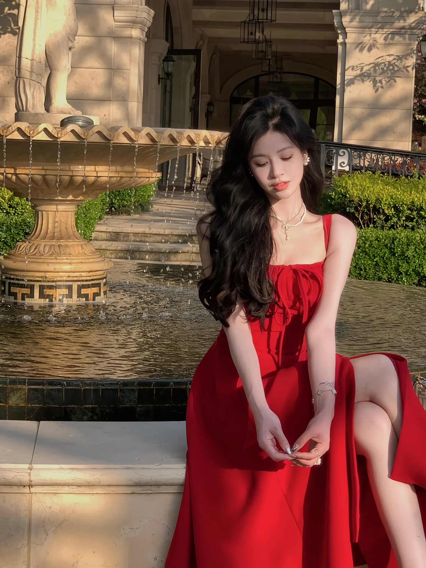 Elegant Strap Midi Dress Women Casual Sleeveless Party Dress S5410