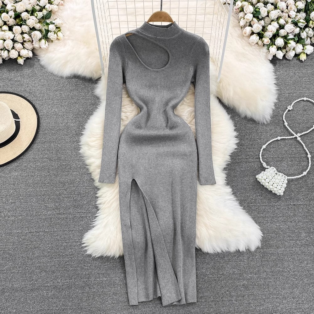 new sexy long-sleeved knitted dress for women S4078
