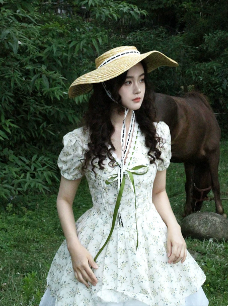 Elegant Soft Green Floral A-Line V-neck Corset Mini Birthday Dress Homecoming Dress RS638