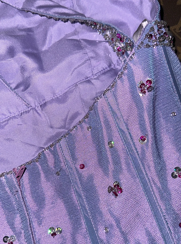 Purple halter-neck, fitted waist, sexy and charming long ball gown R6968