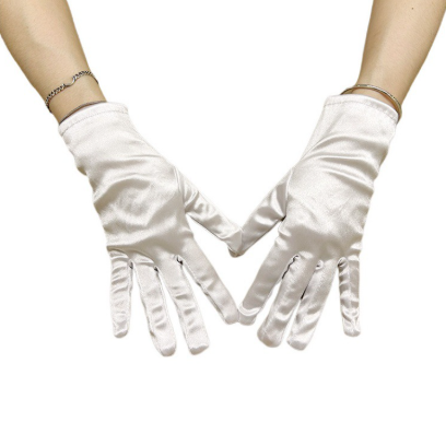 Bridal short satin dress gloves suitable for ladies to attend dinner dance/church/wedding S6213