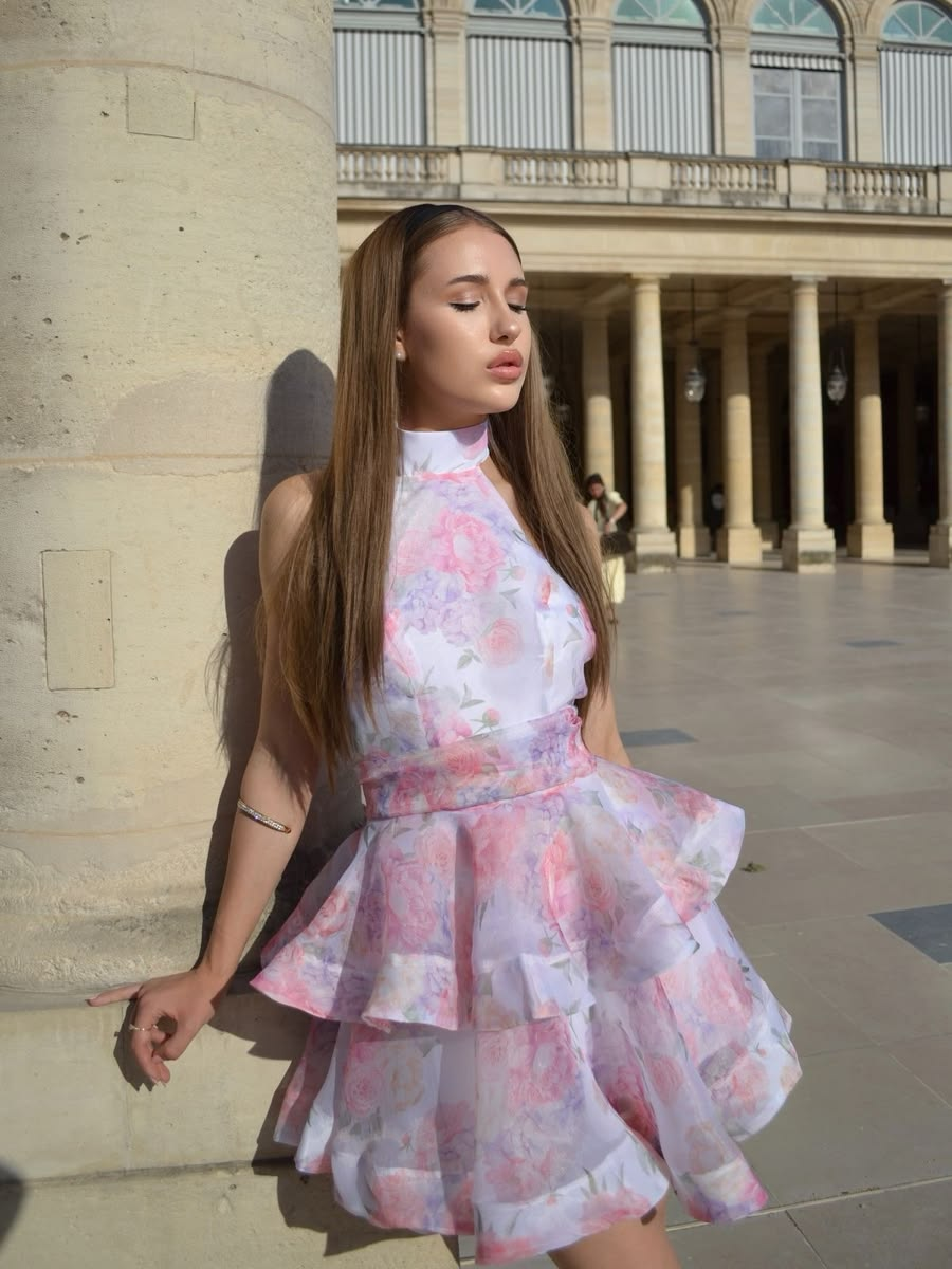 Ruffled Women's Homecoming Dress Floral Corset Short Prom Gown Party Dress RS3016