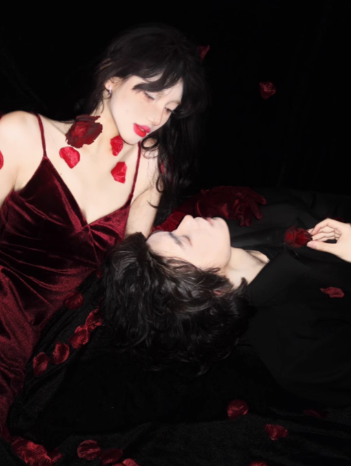 Retro sling wine red sexy velvet hip dress temperament banquet dress R1511