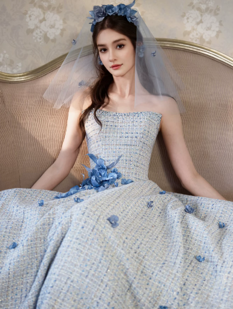 Chanel-inspired Applique Prom Gown , Blue Women's Maxi Evening Dress Birthday Dress RS2723